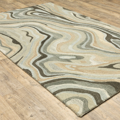 Anastasia Abstract Beige/ Charcoal Cut Pile Rug