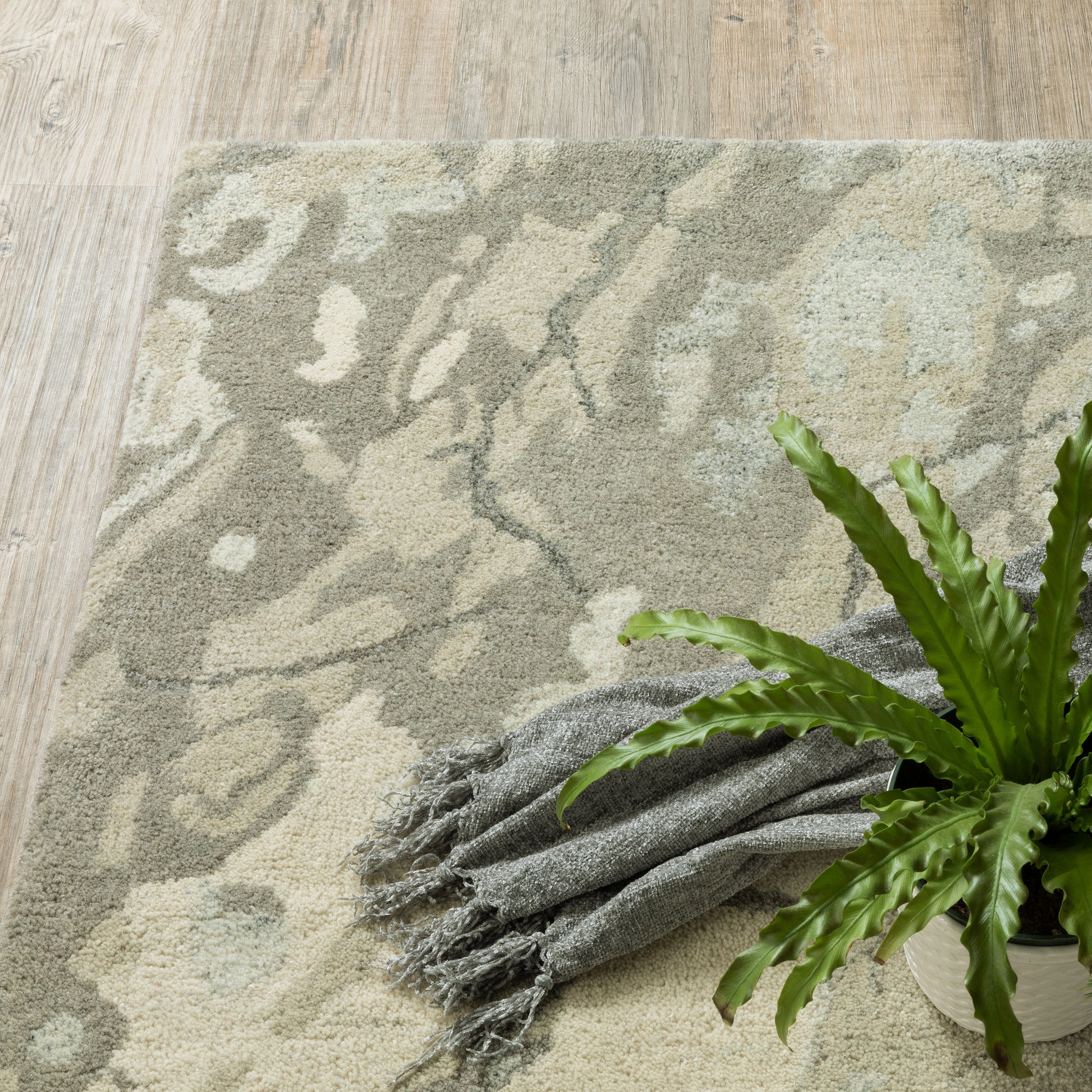 Anastasia Abstract Beige/ Ivory Cut Pile Rug
