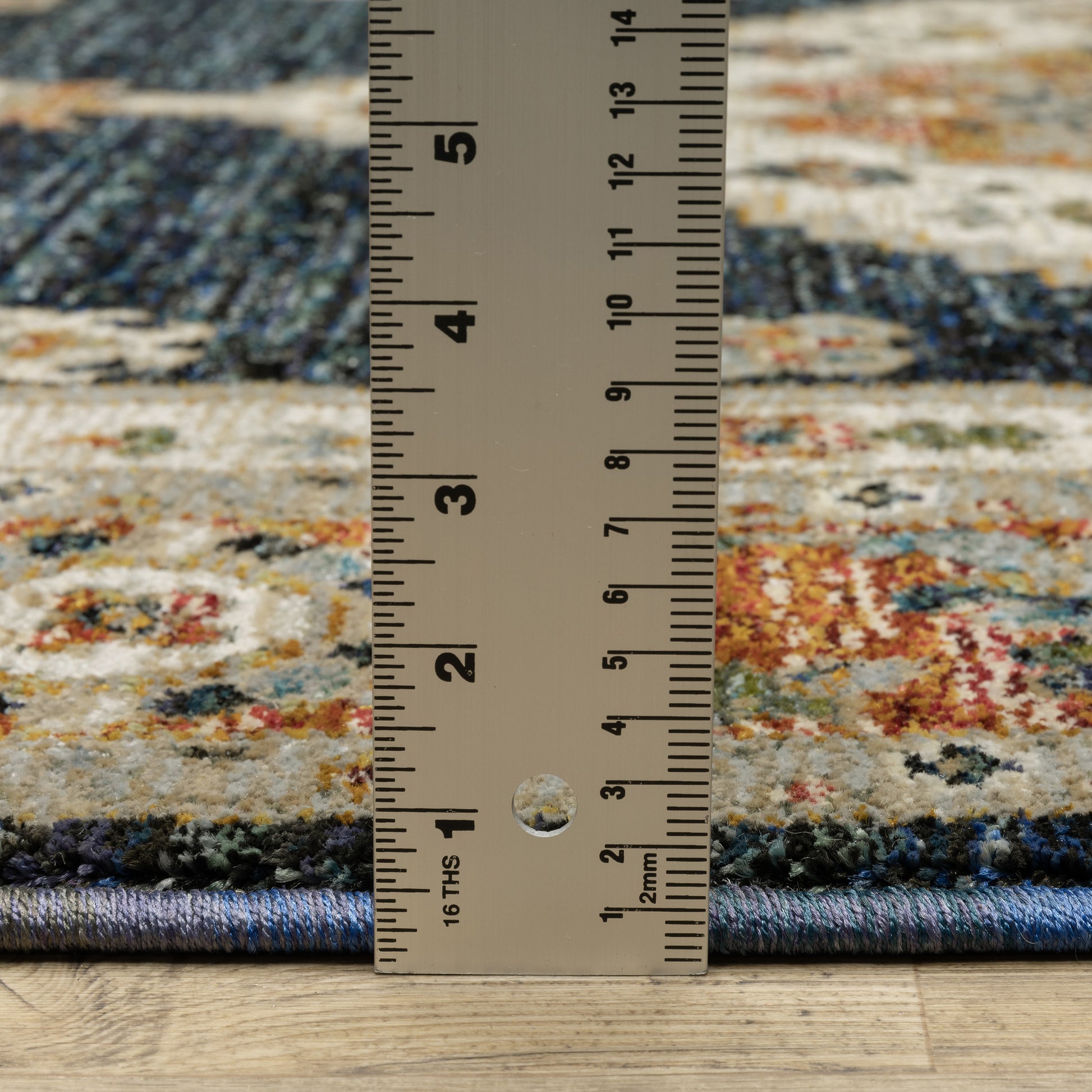 Andorra Medallion Blue/ Orange Distressed Cut Pile Rug