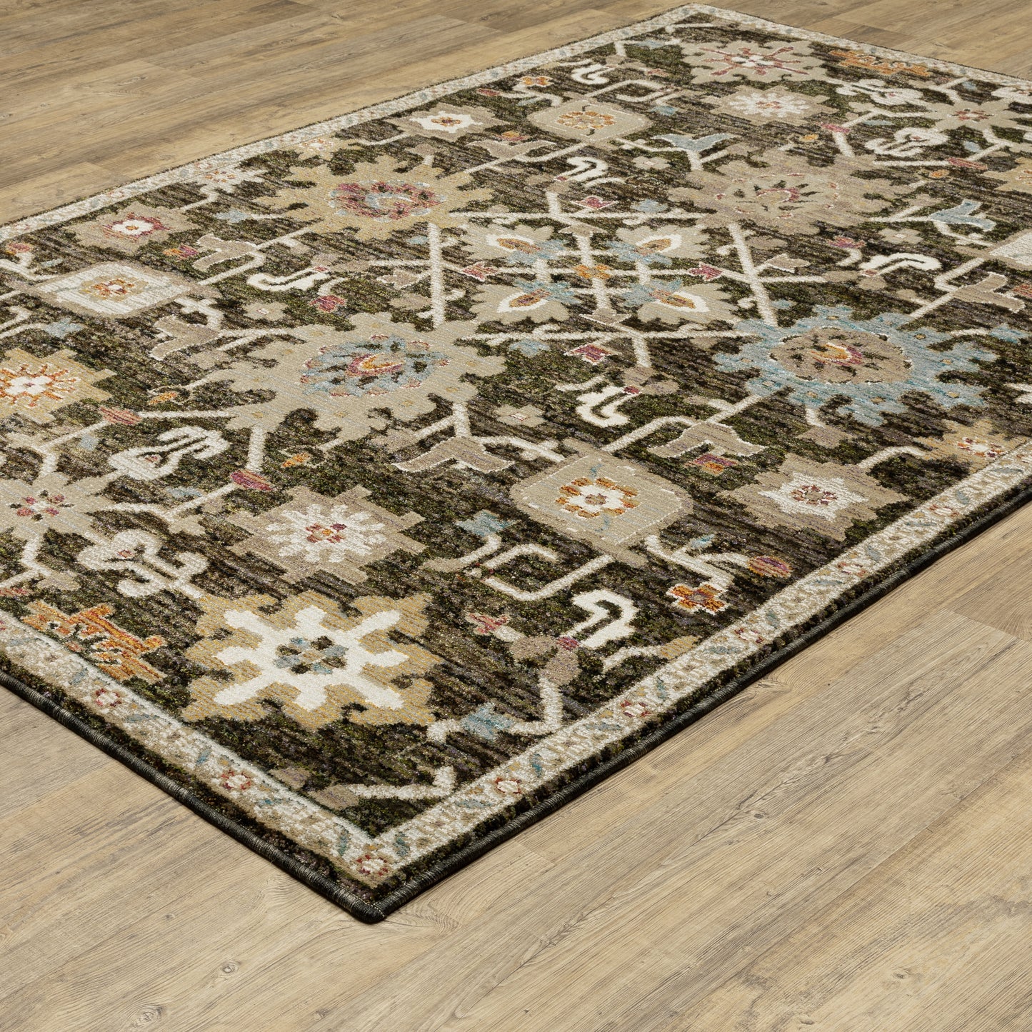 Andorra Oriental Brown/ Multi Floral Cut Pile Rug