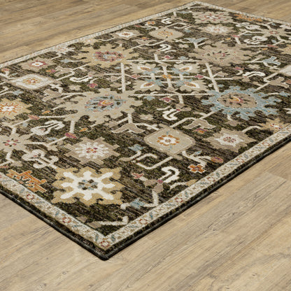 Andorra Oriental Brown/ Multi Floral Cut Pile Rug