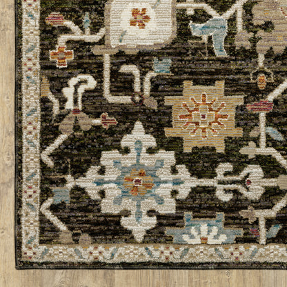 Andorra Oriental Brown/ Multi Floral Cut Pile Rug