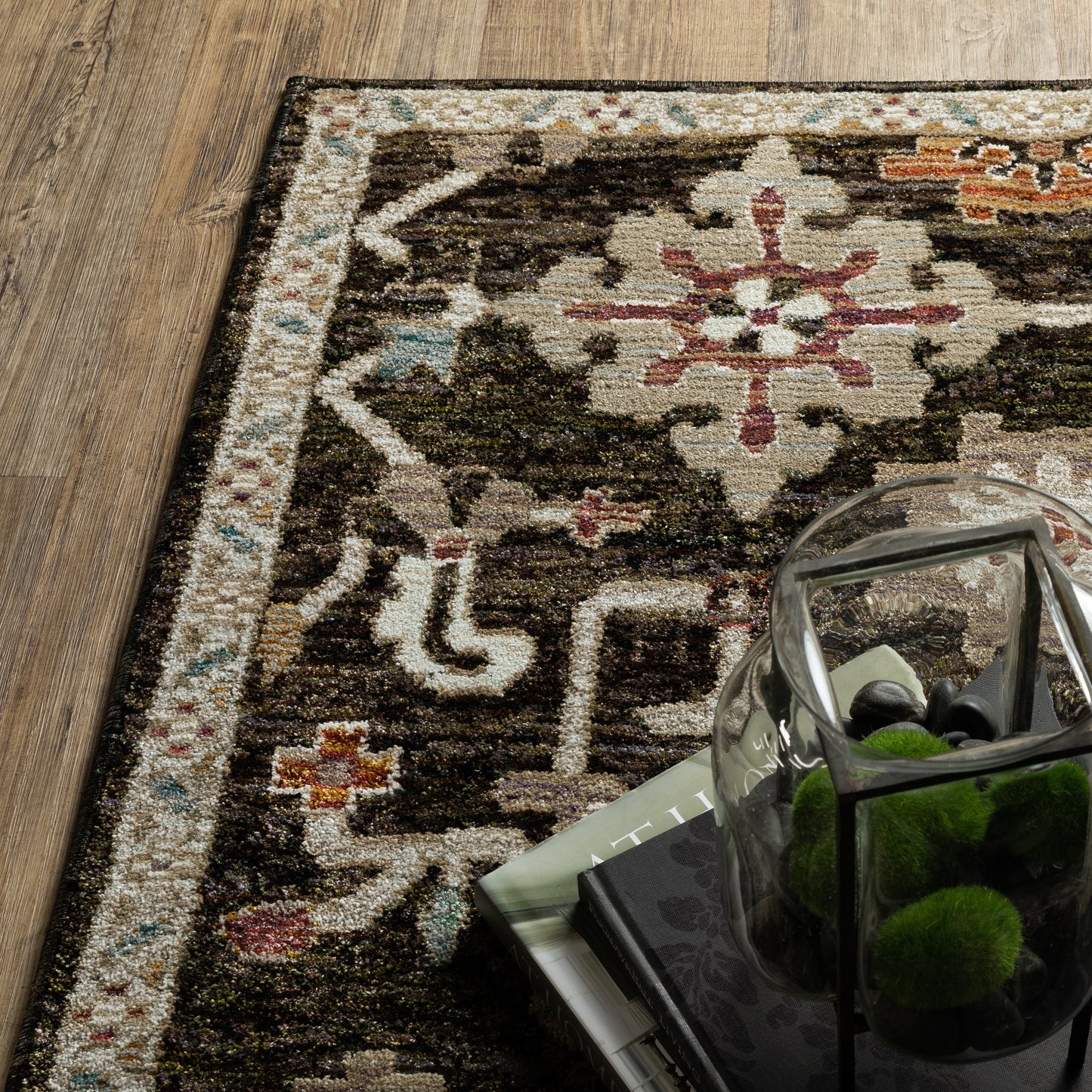 Andorra Oriental Brown/ Multi Floral Cut Pile Rug