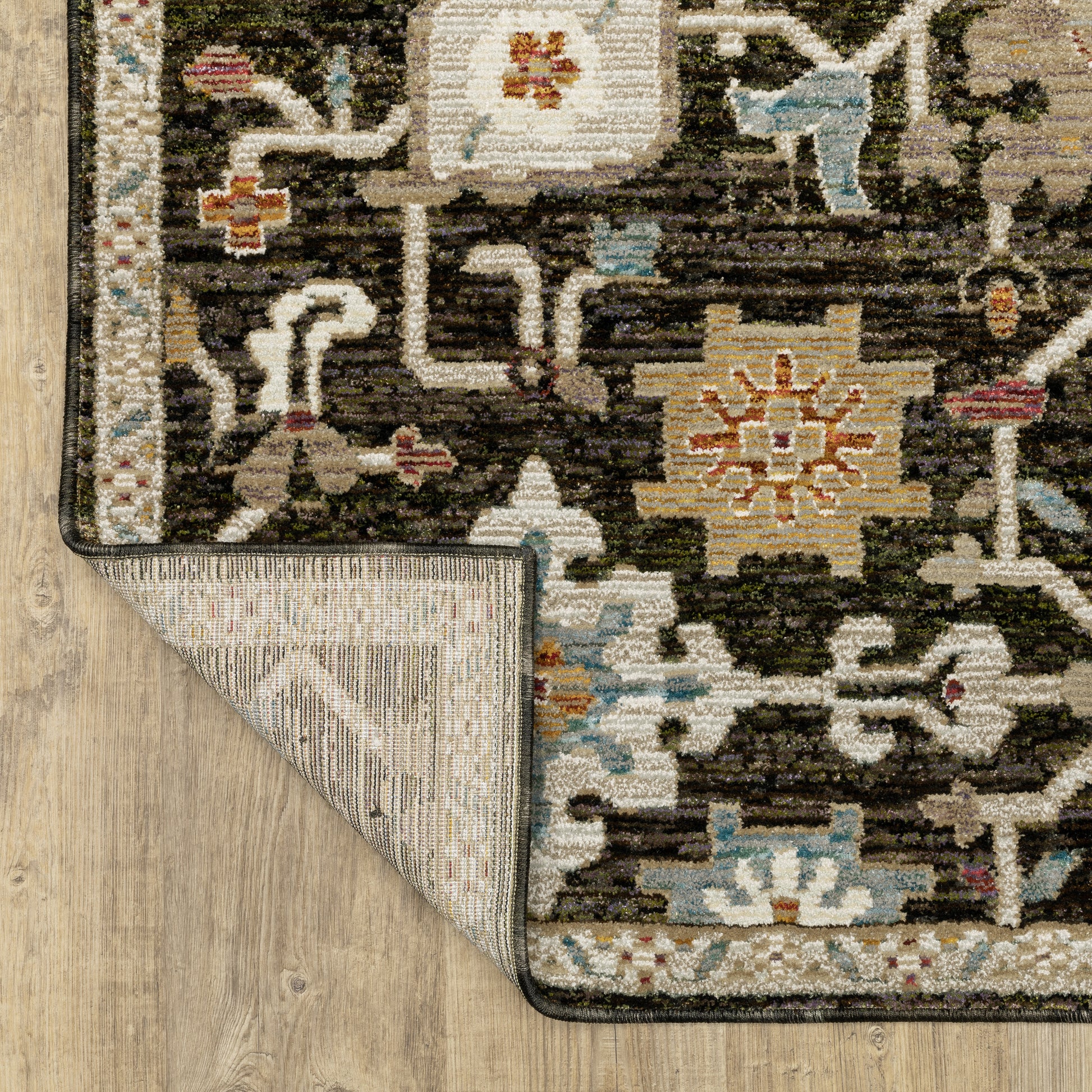 Andorra Oriental Brown/ Multi Floral Cut Pile Rug