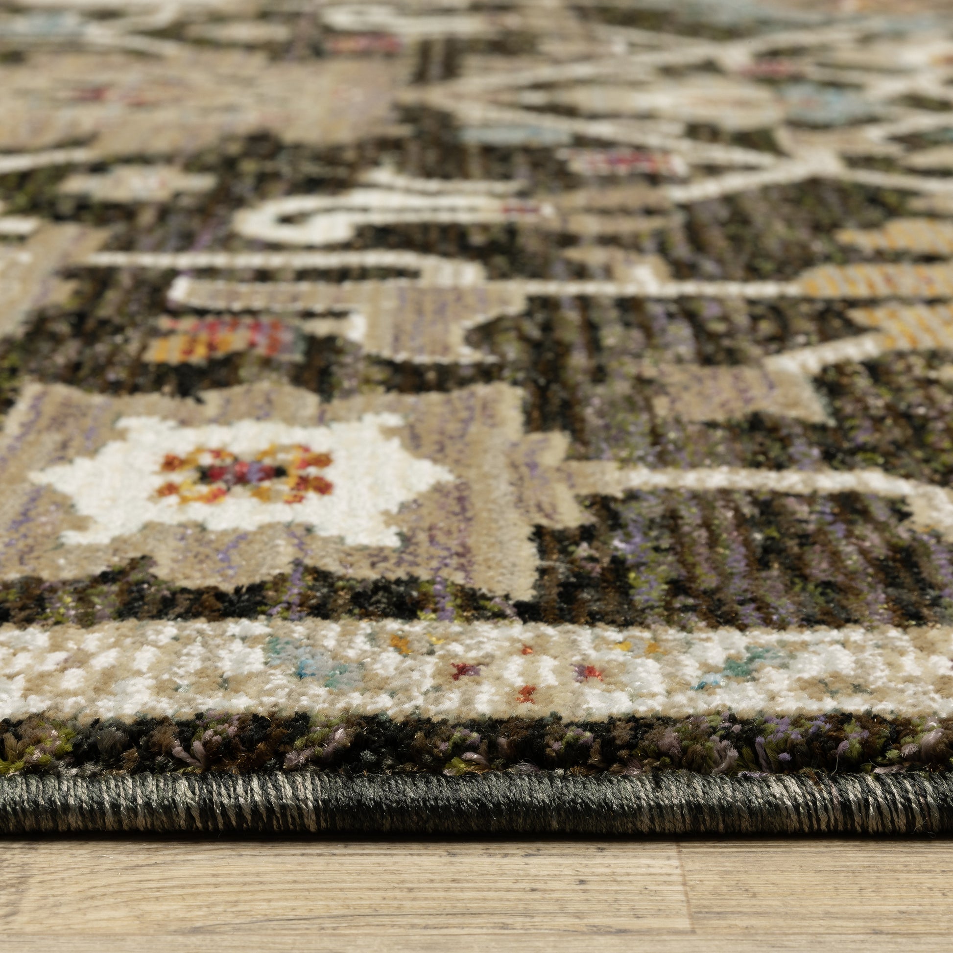 Andorra Oriental Brown/ Multi Floral Cut Pile Rug