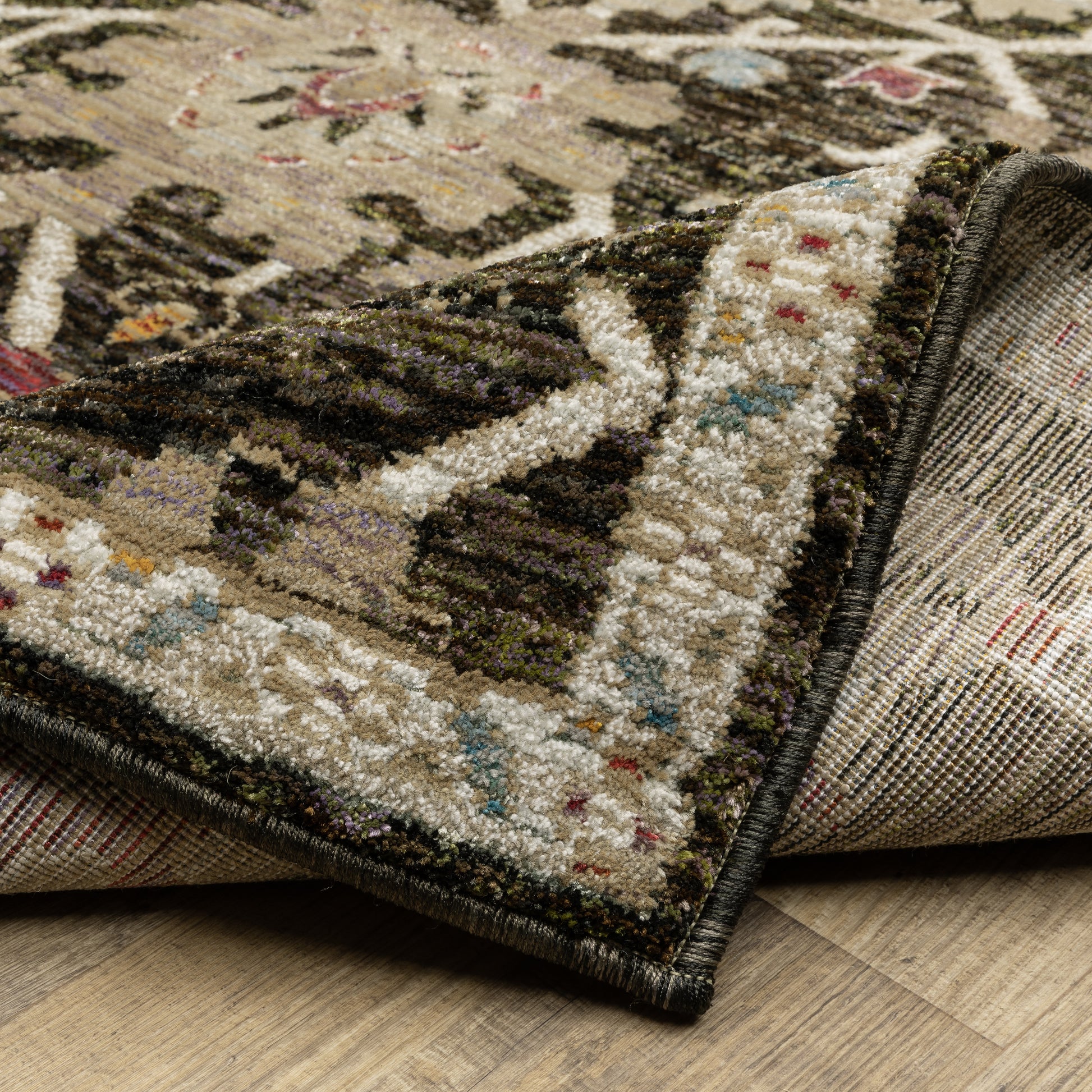 Andorra Oriental Brown/ Multi Floral Cut Pile Rug
