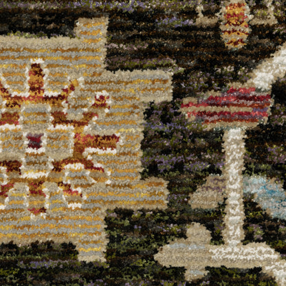 Andorra Oriental Brown/ Multi Floral Cut Pile Rug