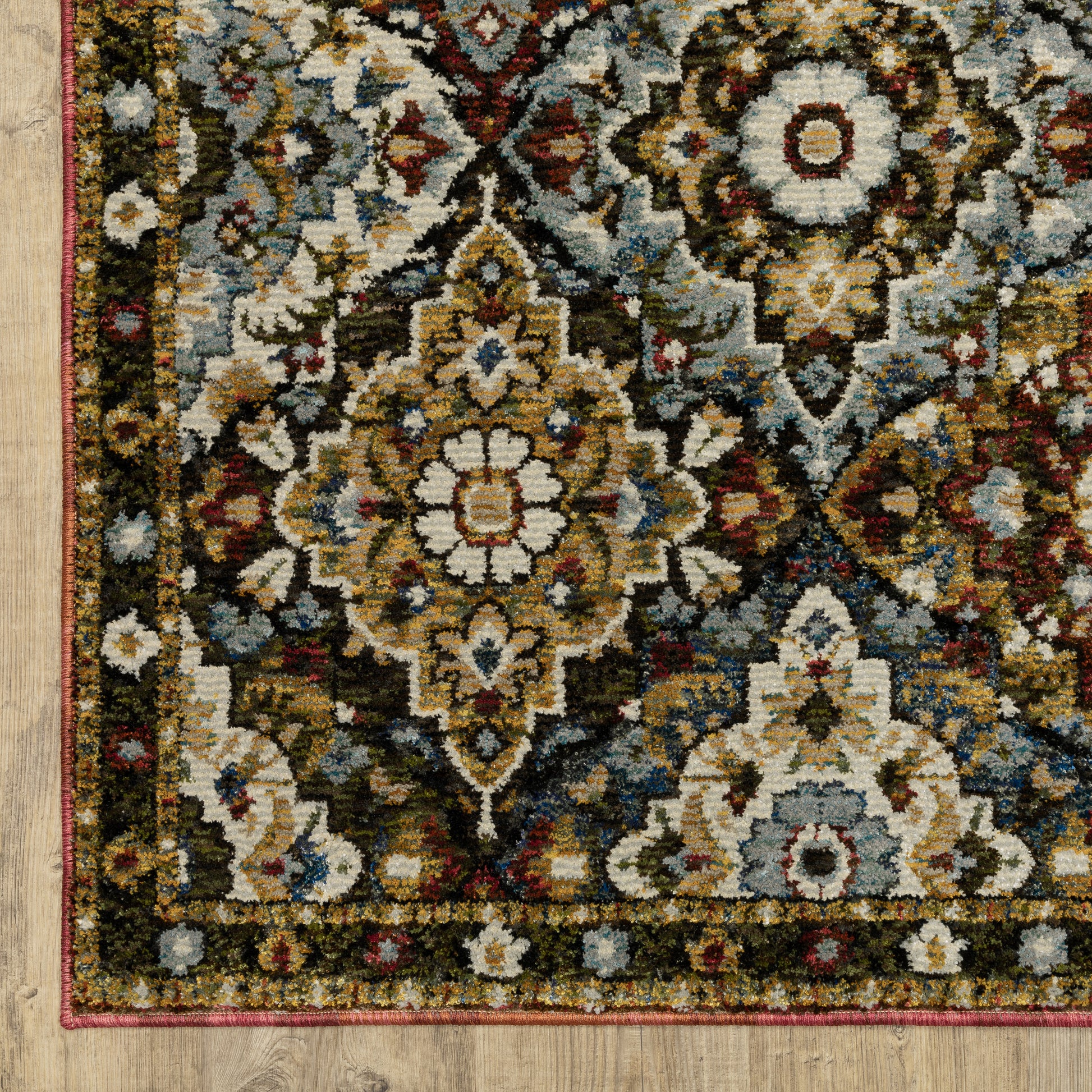 Andorra Floral Red/ Multi Trefoil Cut Pile Rug