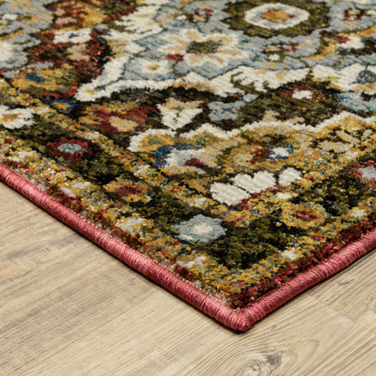 Andorra Floral Red/ Multi Trefoil Cut Pile Rug