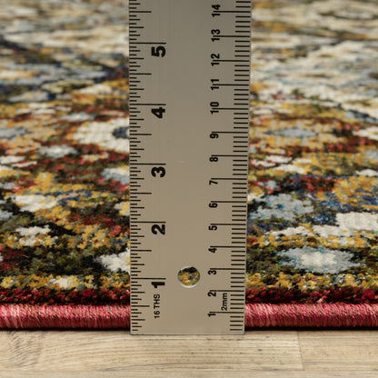 Andorra Floral Red/ Multi Trefoil Cut Pile Rug