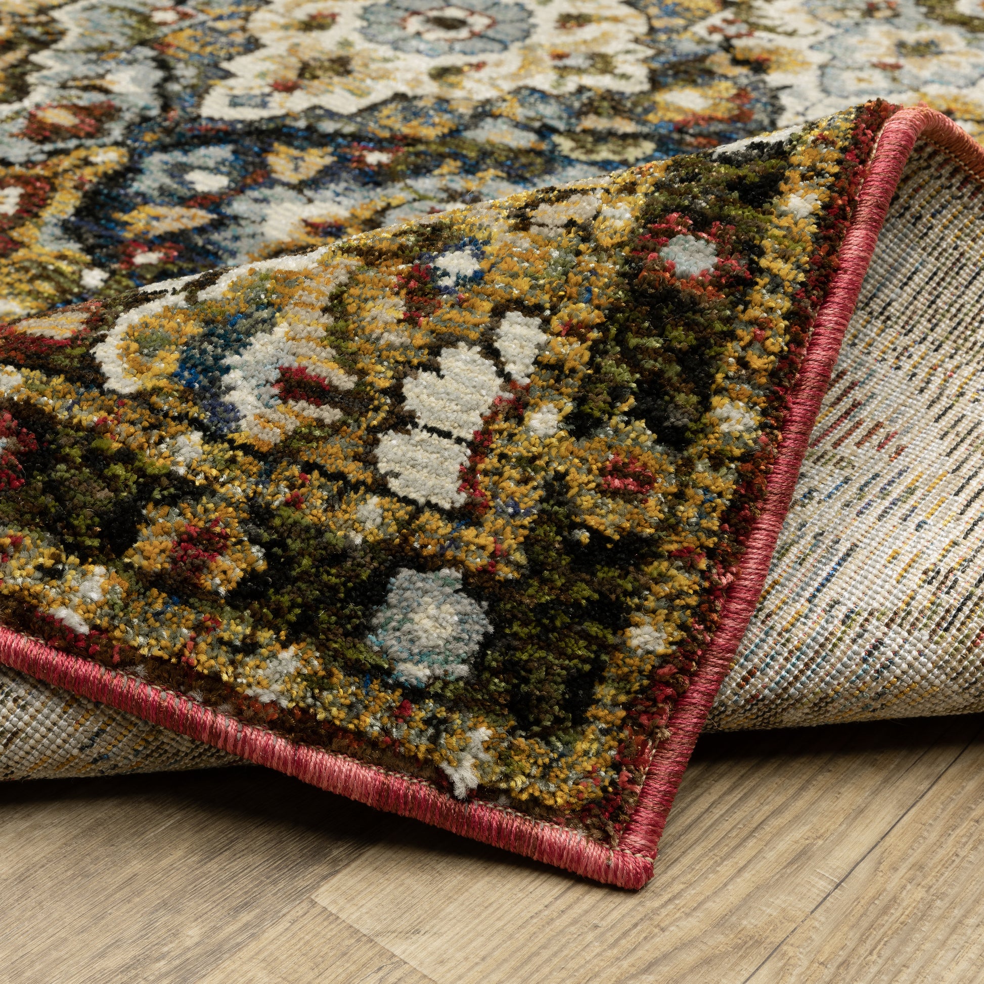 Andorra Floral Red/ Multi Trefoil Cut Pile Rug