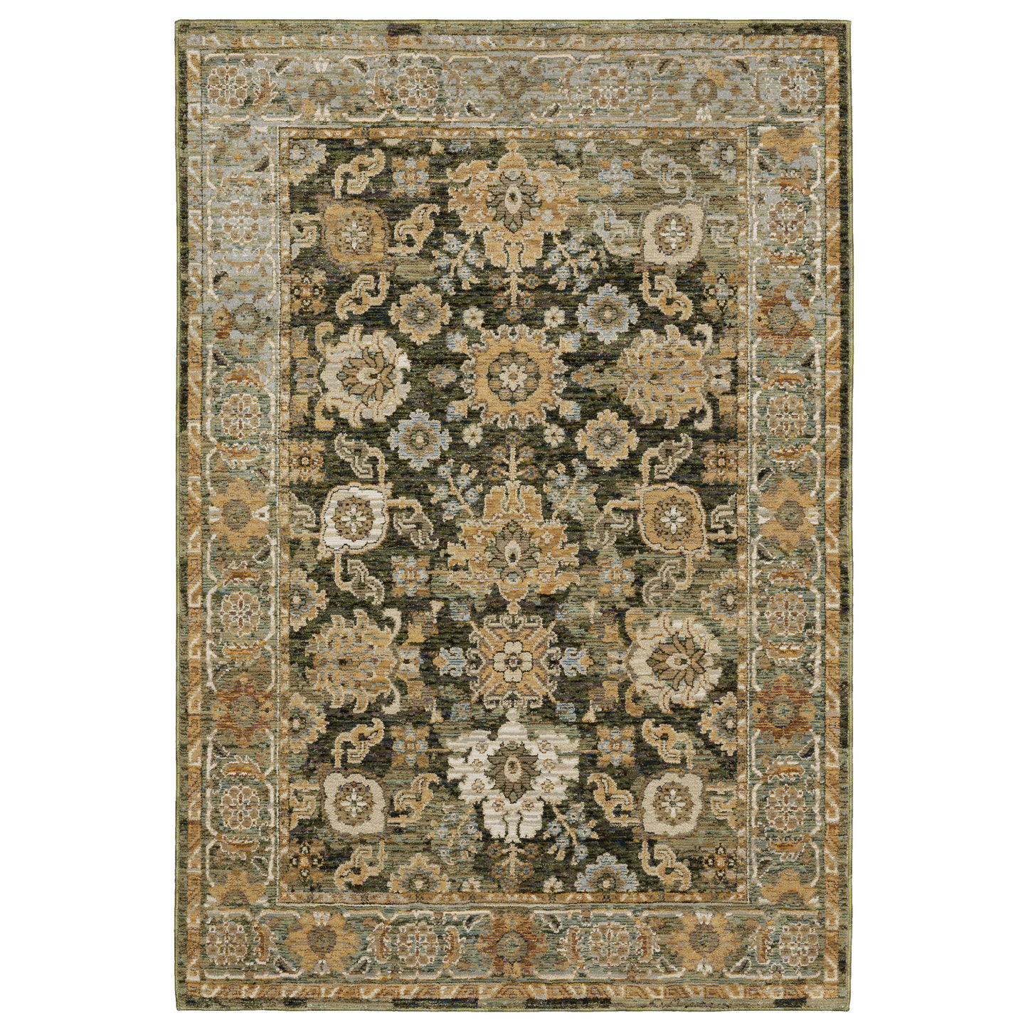 Andorra 2417B Green Distressed Rug