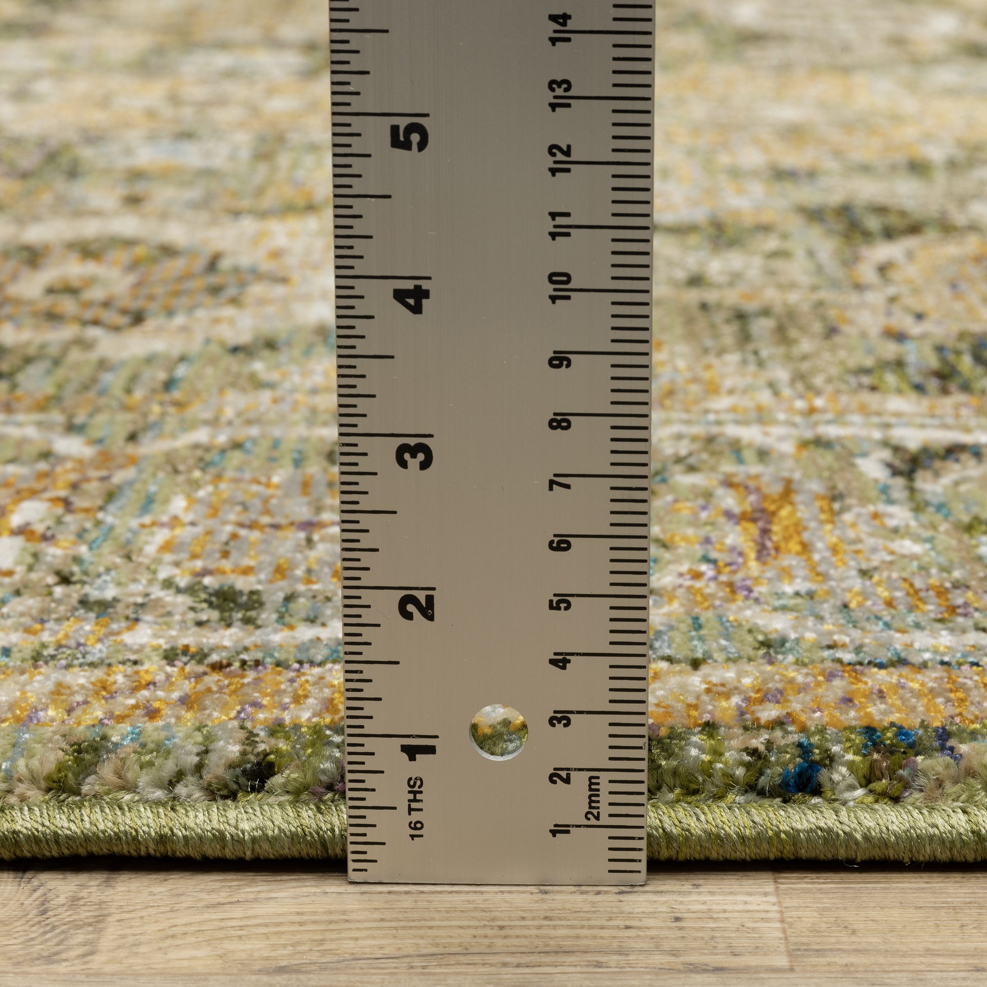 Andorra Distressed Green/ Gold Floral Cut Pile Rug