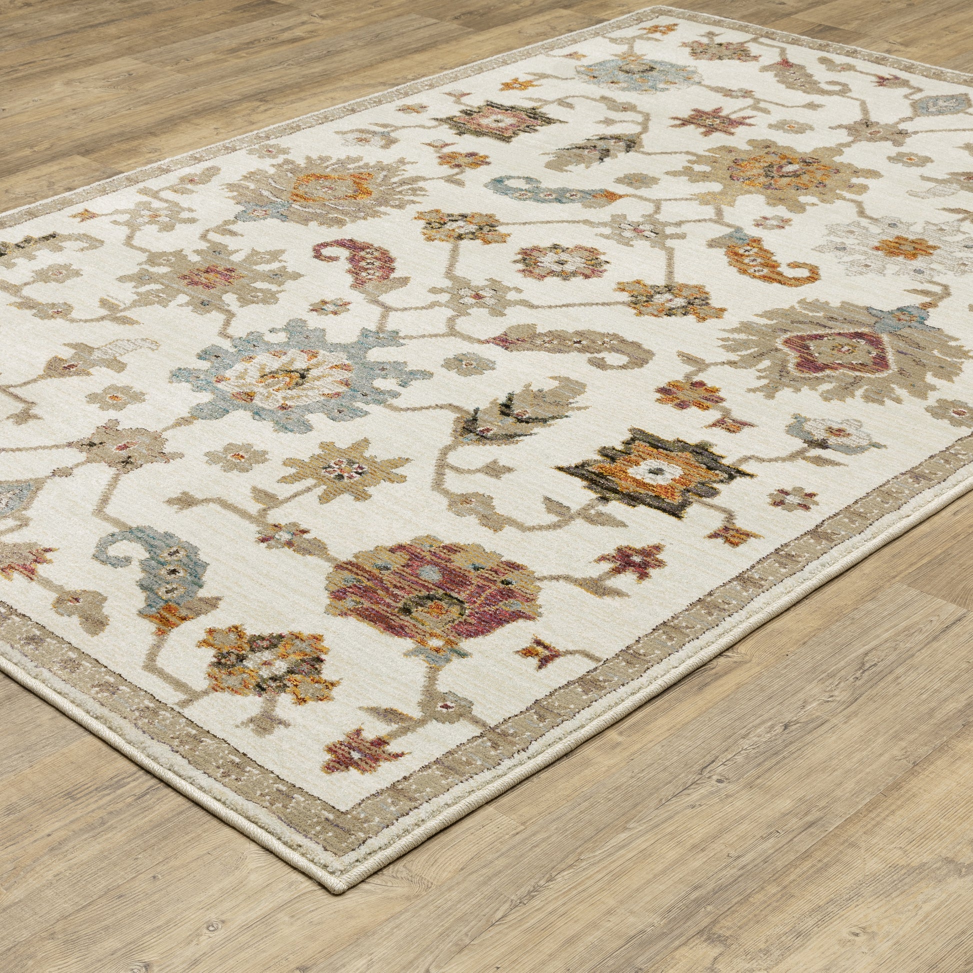 Andorra Oriental Ivory/ Multi Floral Cut Pile Rug