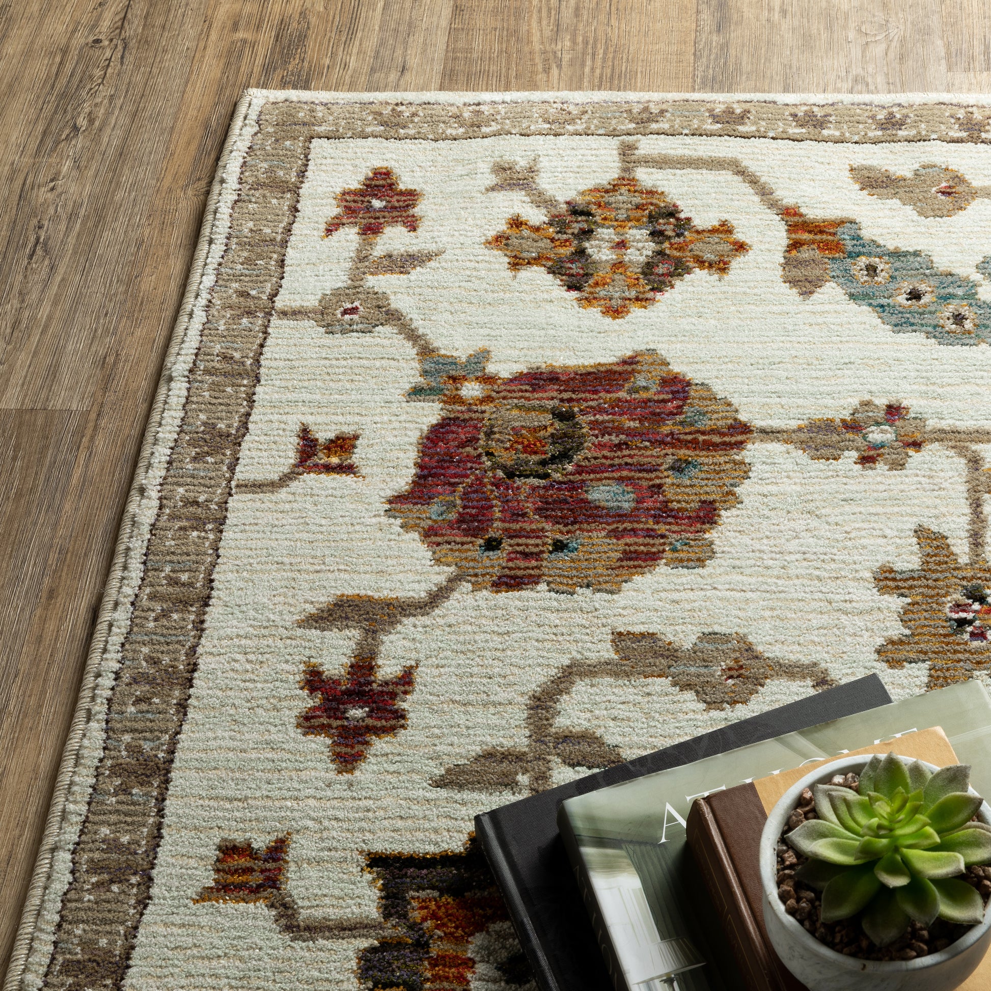 Andorra Oriental Ivory/ Multi Floral Cut Pile Rug