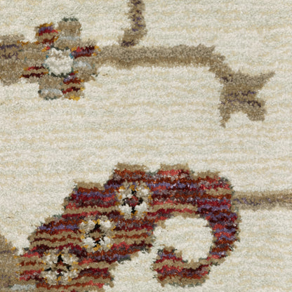 Andorra Oriental Ivory/ Multi Floral Cut Pile Rug
