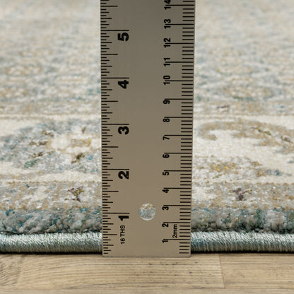 Andorra Oriental Blue/ Ivory Floral Cut Pile Rug
