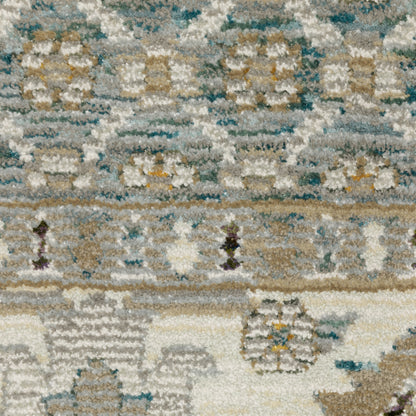 Andorra Oriental Blue/ Ivory Floral Cut Pile Rug