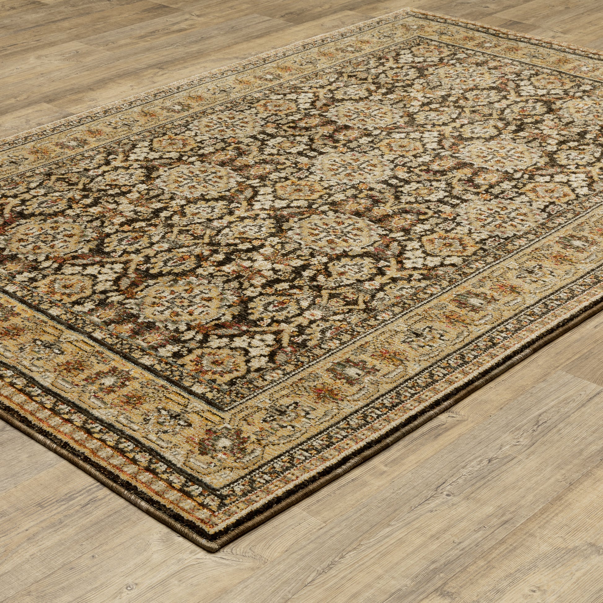 Andorra Oriental Brown/ Gold Cut Pile Rug