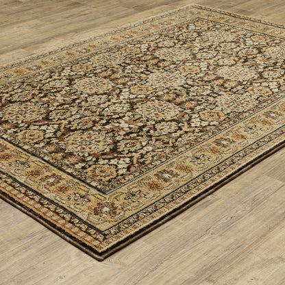 Andorra Oriental Brown/ Gold Cut Pile Rug