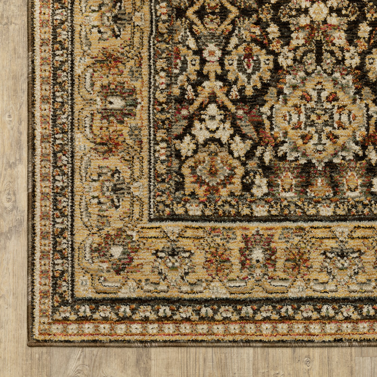 Andorra Oriental Brown/ Gold Cut Pile Rug