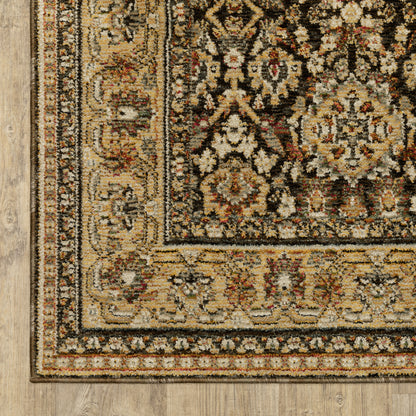 Andorra Oriental Brown/ Gold Cut Pile Rug