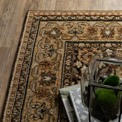 Andorra Oriental Brown/ Gold Cut Pile Rug