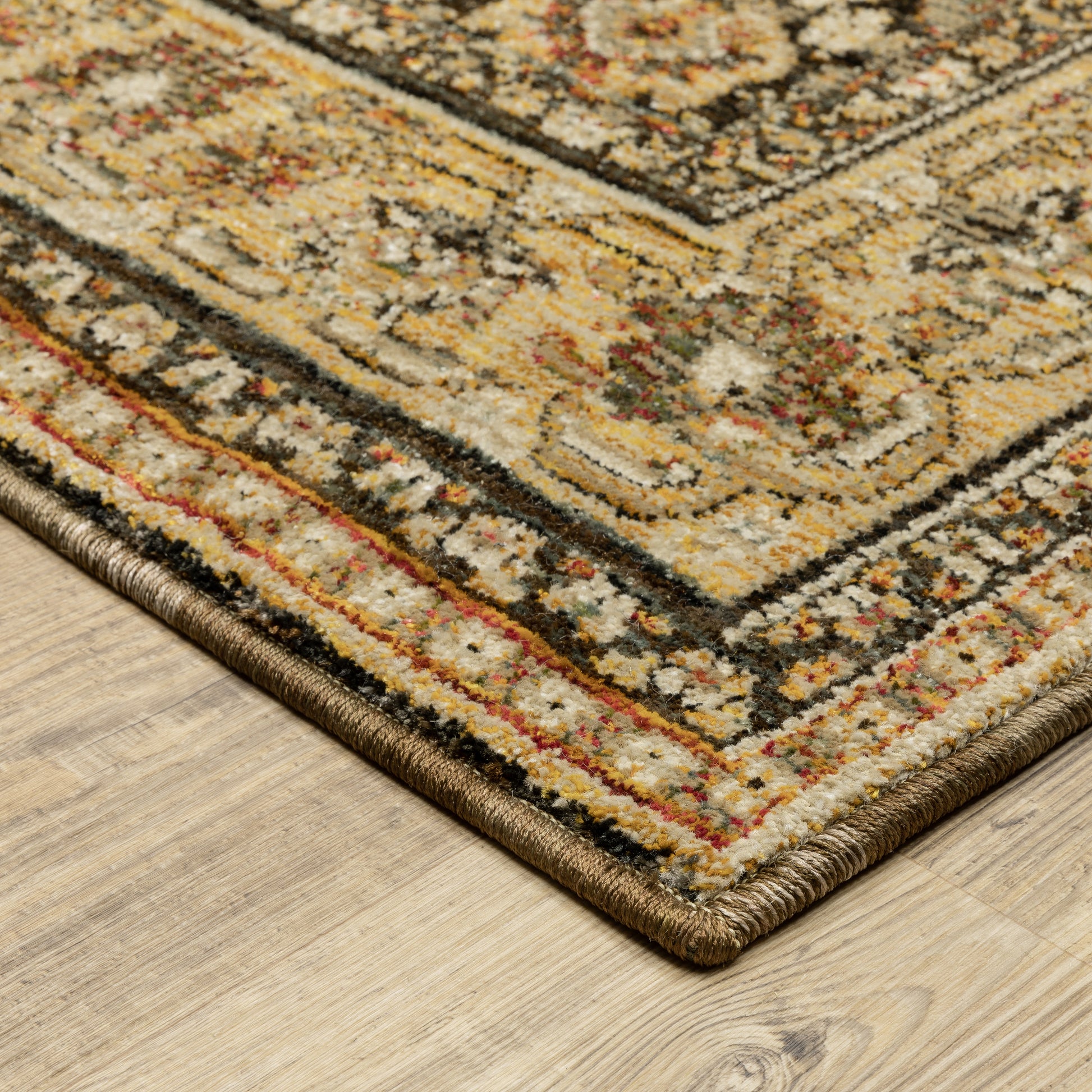 Andorra Oriental Brown/ Gold Cut Pile Rug