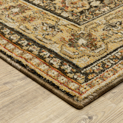 Andorra Oriental Brown/ Gold Cut Pile Rug