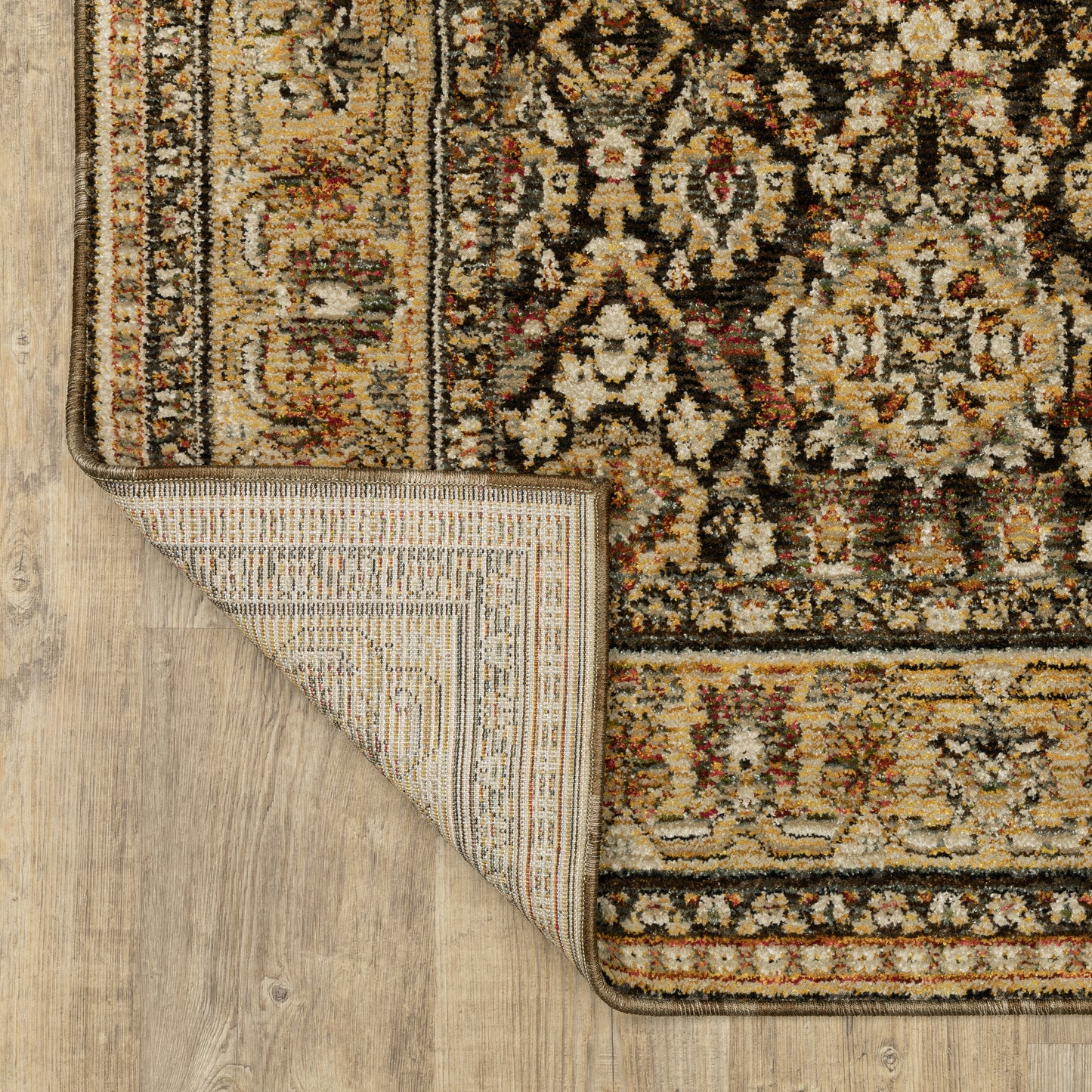 Andorra Oriental Brown/ Gold Cut Pile Rug