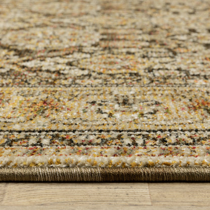 Andorra Oriental Brown/ Gold Cut Pile Rug