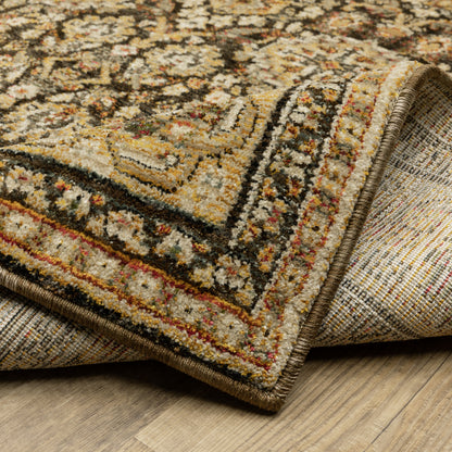 Andorra Oriental Brown/ Gold Cut Pile Rug