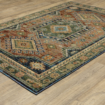 Andorra Southwest/Lodge Blue/ Multi Medallion Cut Pile Rug
