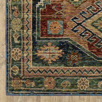 Andorra Southwest/Lodge Blue/ Multi Medallion Cut Pile Rug