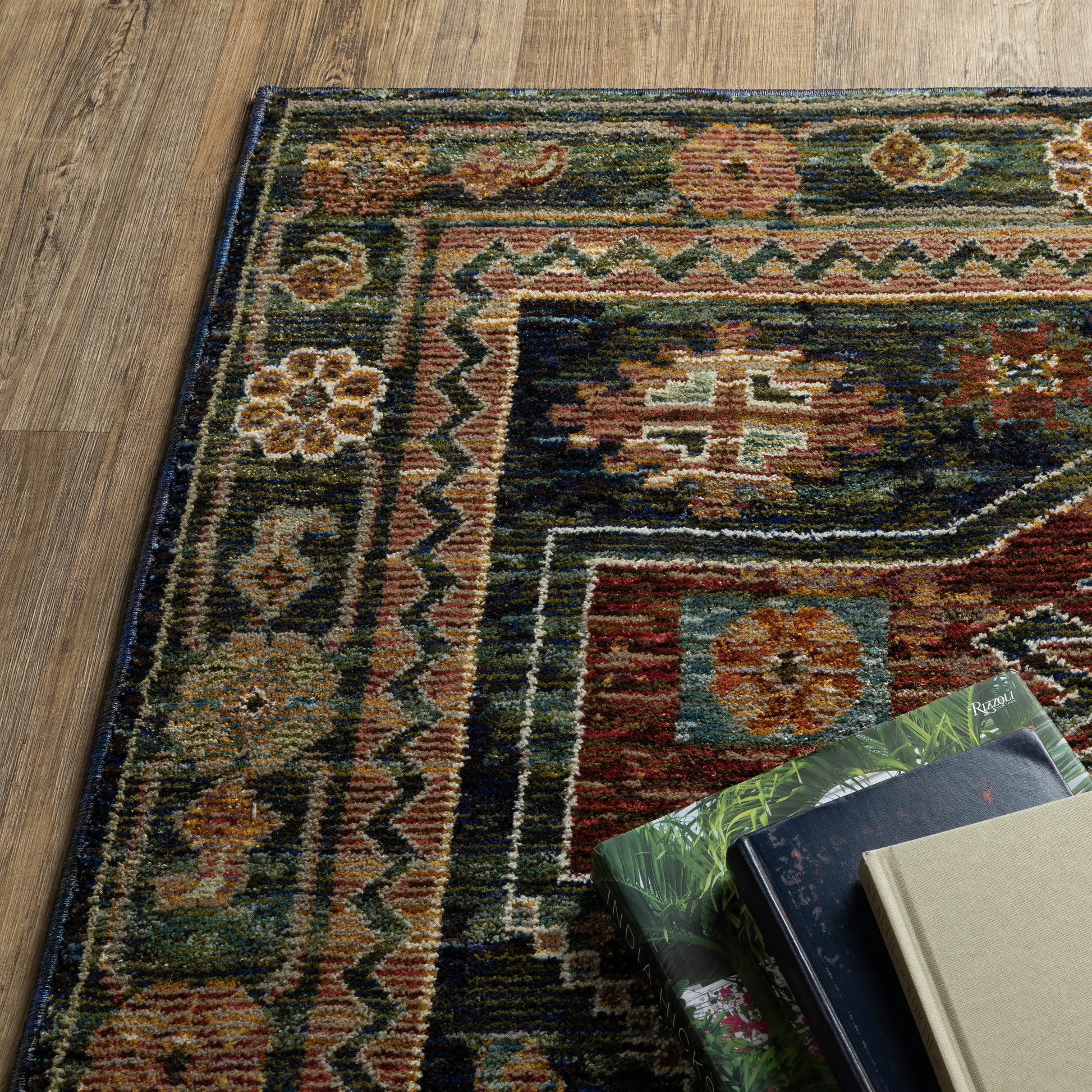 Andorra Southwest/Lodge Blue/ Multi Medallion Cut Pile Rug