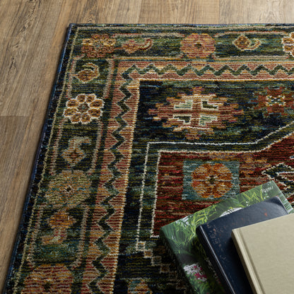 Andorra Southwest/Lodge Blue/ Multi Medallion Cut Pile Rug