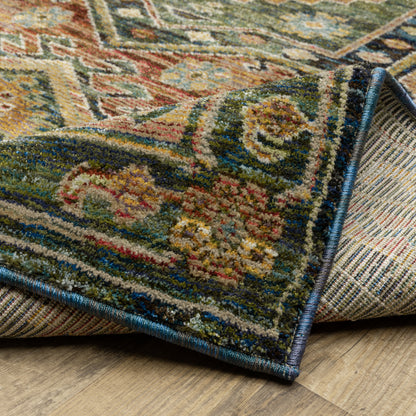 Andorra Southwest/Lodge Blue/ Multi Medallion Cut Pile Rug