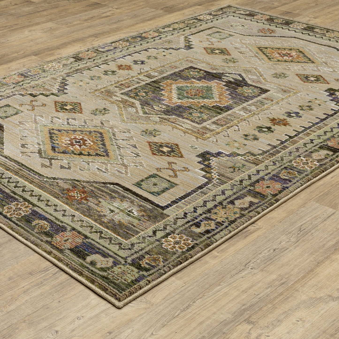 Andorra Southwest/Lodge Green/ Multi Medallion Cut Pile Rug