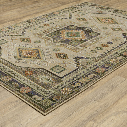 Andorra Southwest/Lodge Green/ Multi Medallion Cut Pile Rug