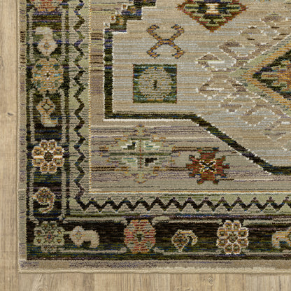 Andorra Southwest/Lodge Green/ Multi Medallion Cut Pile Rug