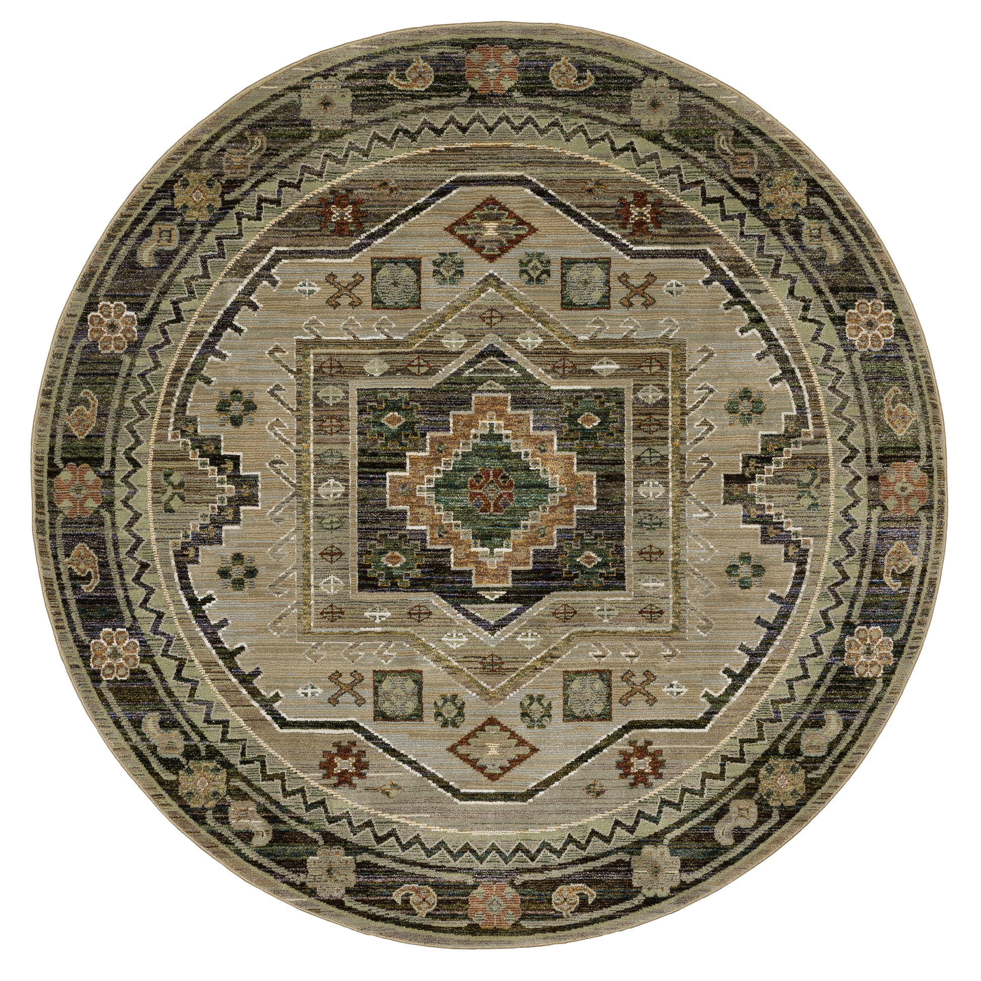 Andorra 2442D Green Southwest/Lodge Rug
