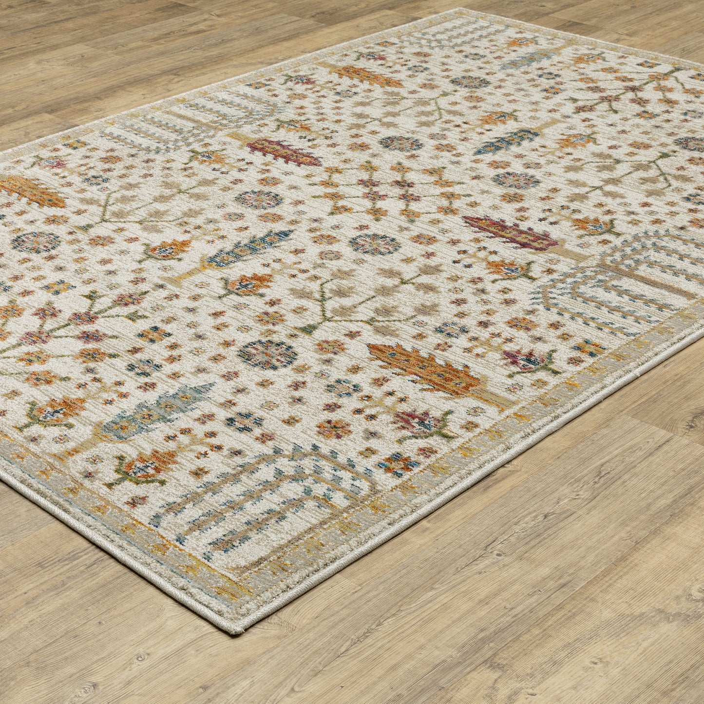 Andorra Botanical Ivory/ Multi Floral Cut Pile Rug