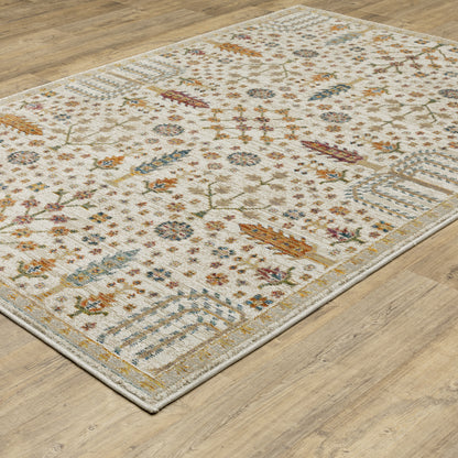 Andorra Botanical Ivory/ Multi Floral Cut Pile Rug