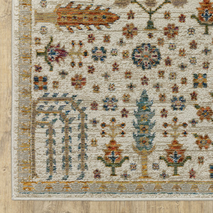 Andorra Botanical Ivory/ Multi Floral Cut Pile Rug