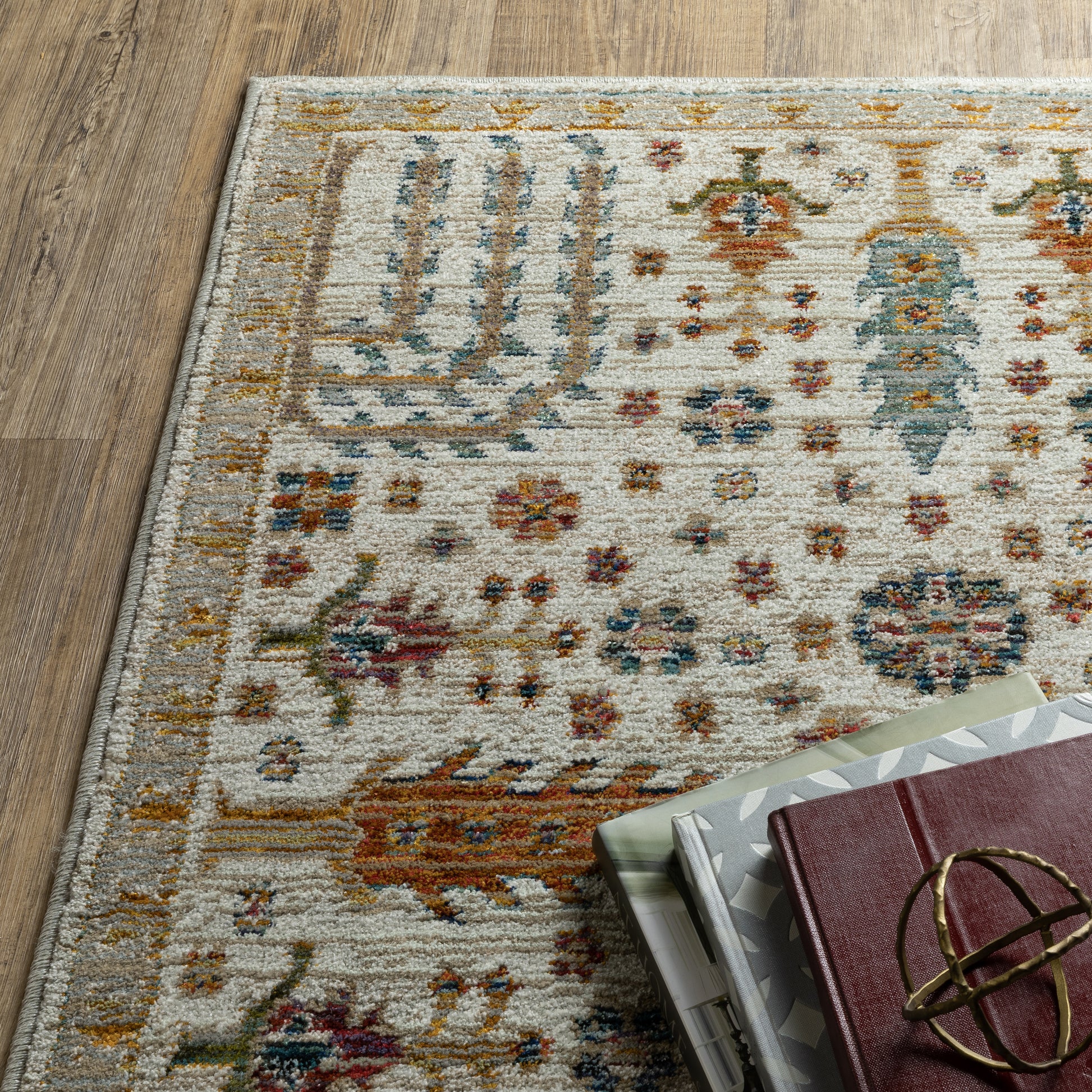 Andorra Botanical Ivory/ Multi Floral Cut Pile Rug