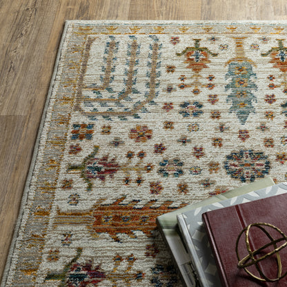 Andorra Botanical Ivory/ Multi Floral Cut Pile Rug