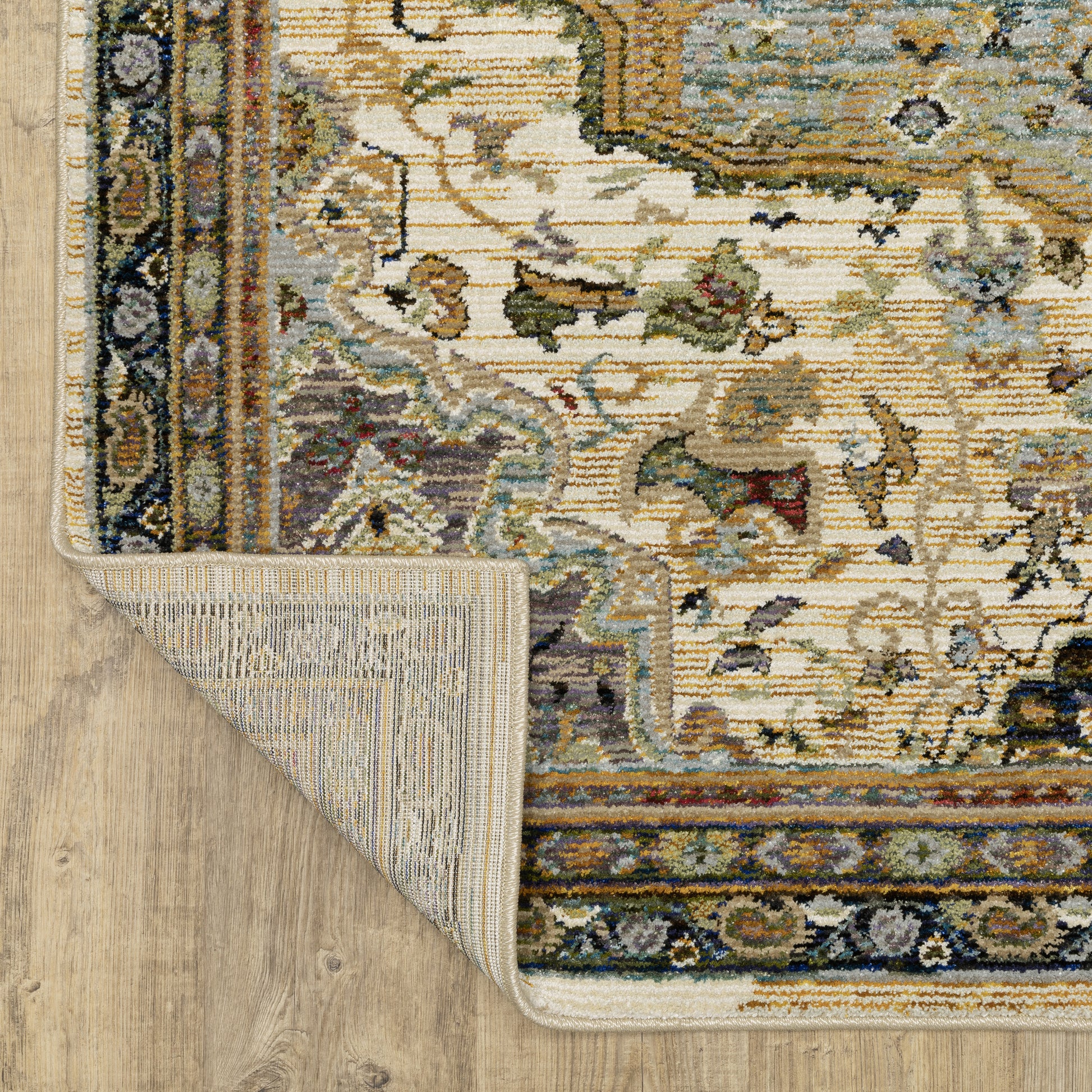 Andorra Medallion Ivory/ Blue Oriental Cut Pile Rug