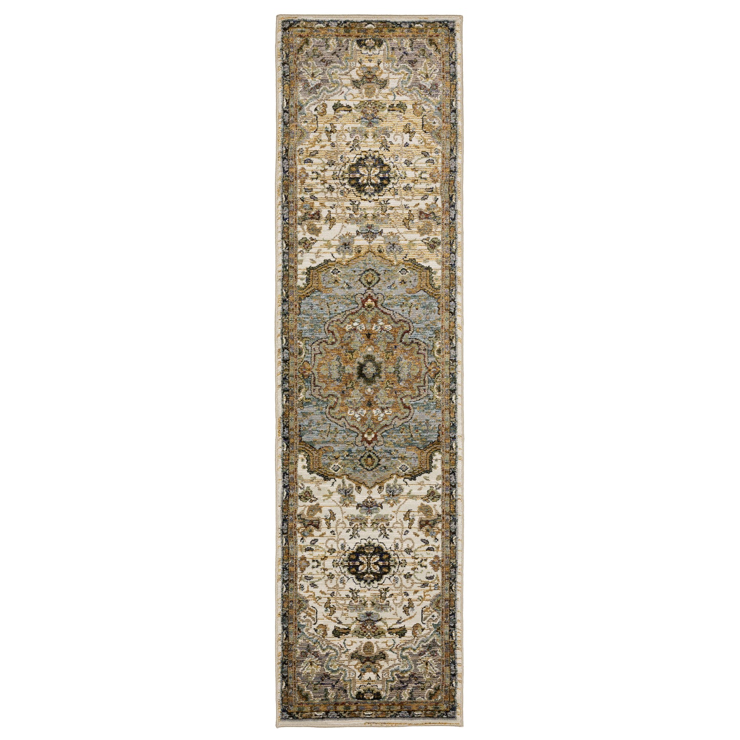 Andorra 2451B Ivory/ Blue Medallion Oriental Rug