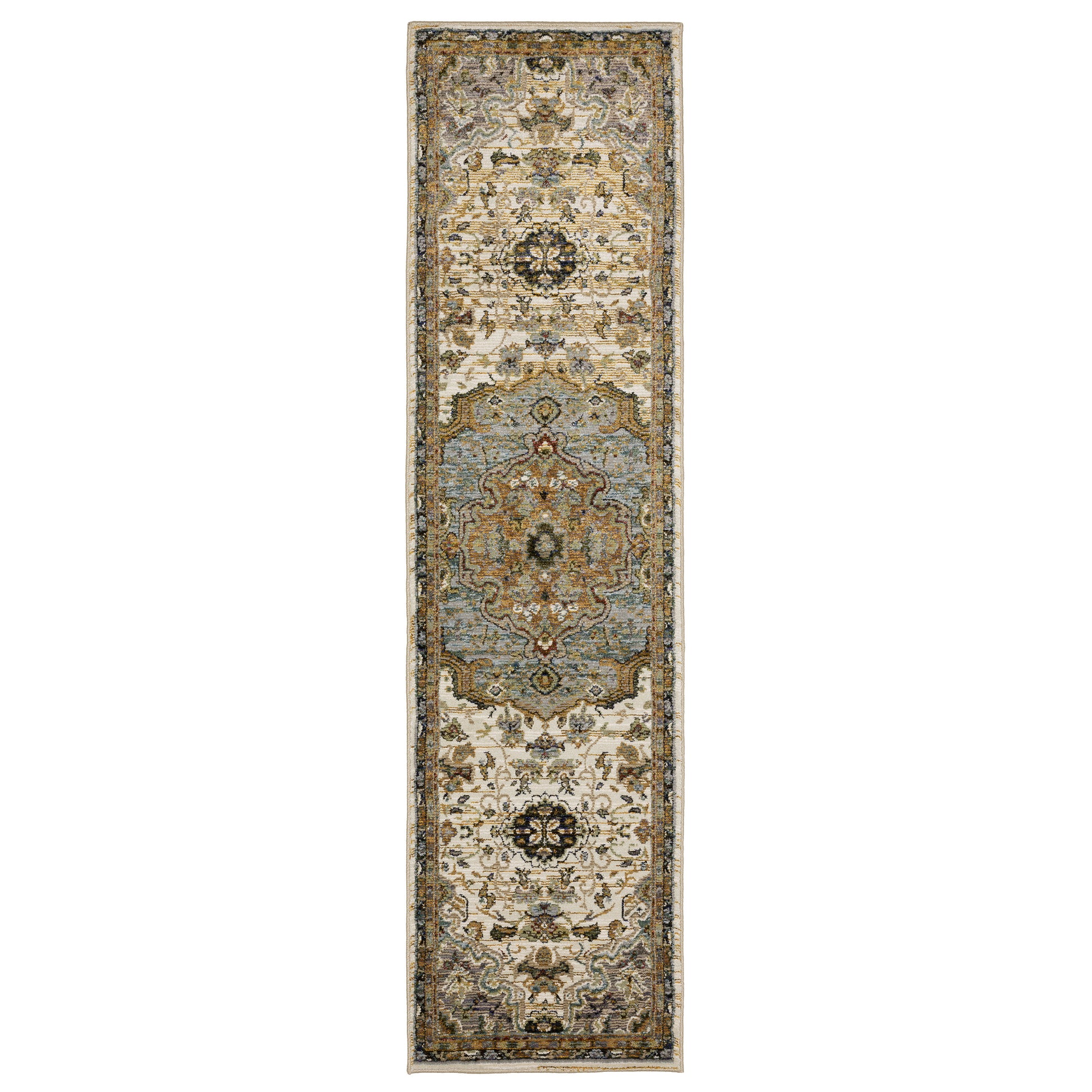 Andorra 2451B Ivory/ Blue Medallion Oriental Rug