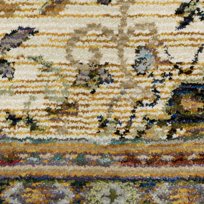 Andorra Medallion Ivory/ Blue Oriental Cut Pile Rug